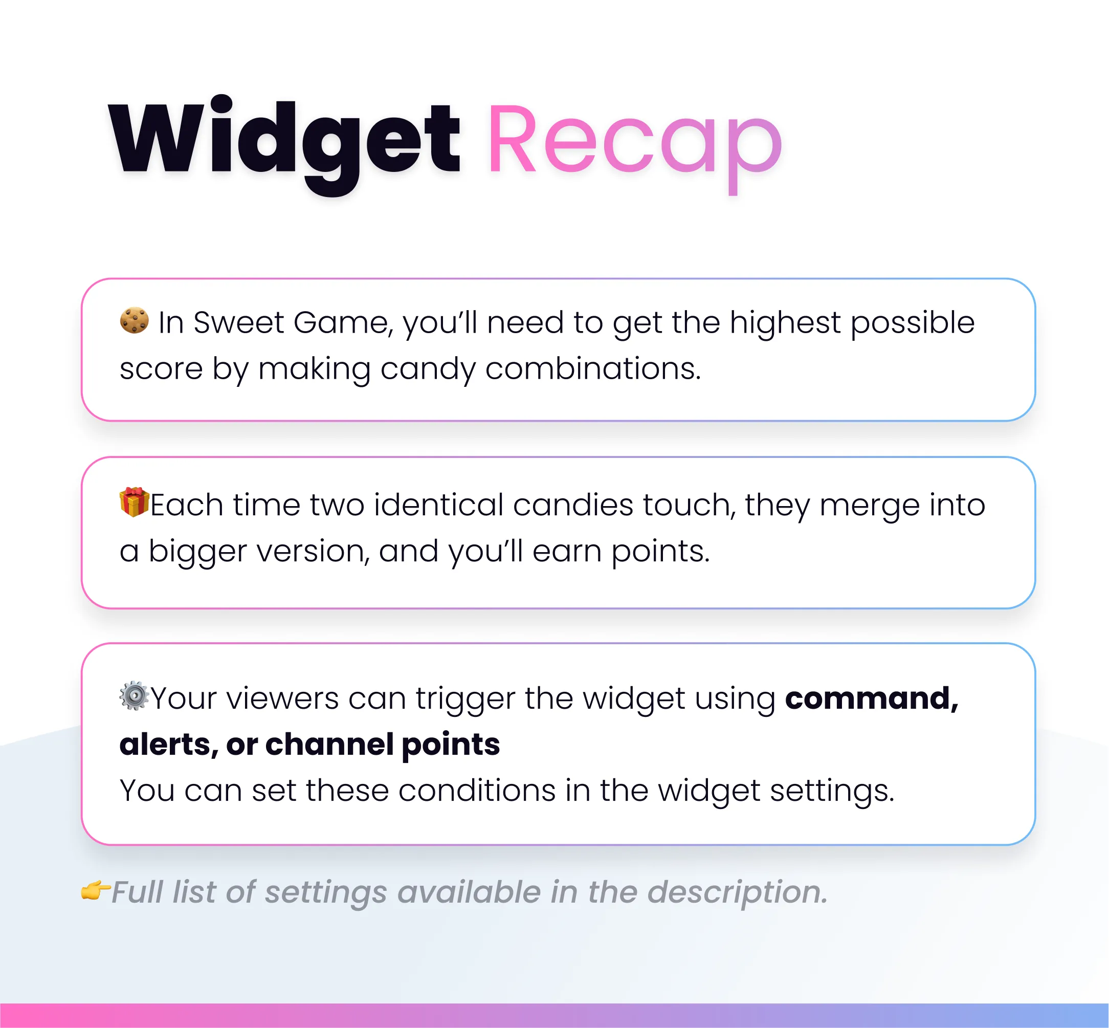 Widget Sweet Game