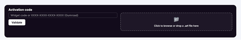 Use Activate code to upload a .url file