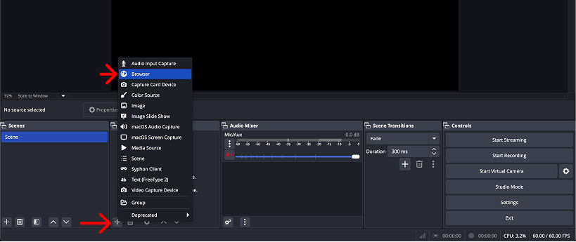 Add a new Browser source in OBS or Streamlabs