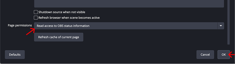 Enable Read access to OBS status information